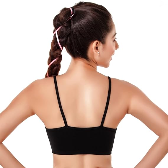 Enamor Innovations Antimicrobial Cami Neck Cotton Beginner's Bra – Front Double Layer, Pop-On Style, Non-Padded, Wirefree, High Coverage BB02